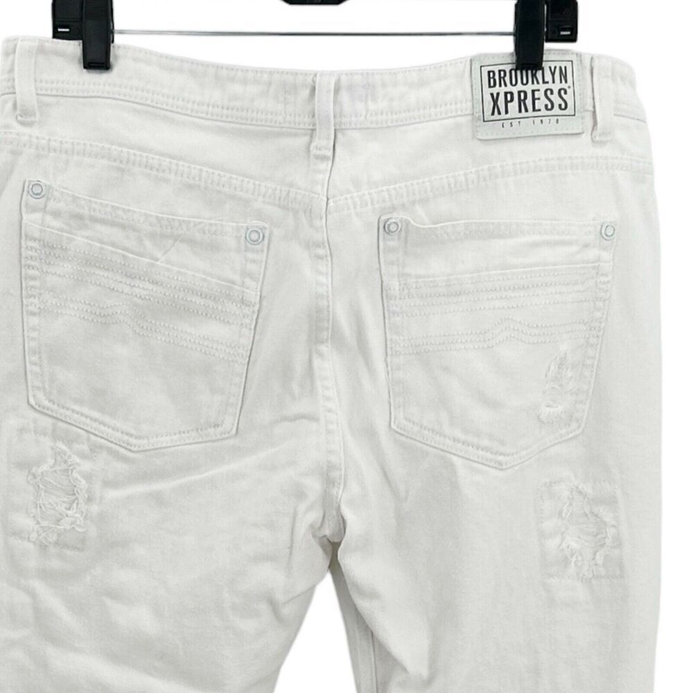 Brooklyn Express White Distroyed Distressed Jeans Size 36x30 Mens - Picture 6 of 12